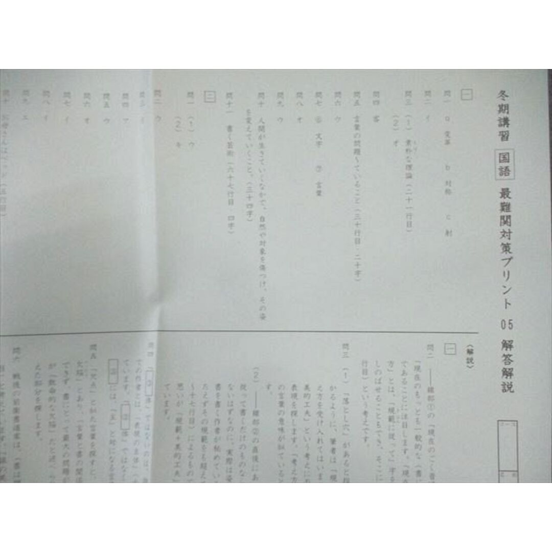 SAPIX サピックス 最難関対策プリント 冬期講習/正月特訓 国語 【計9