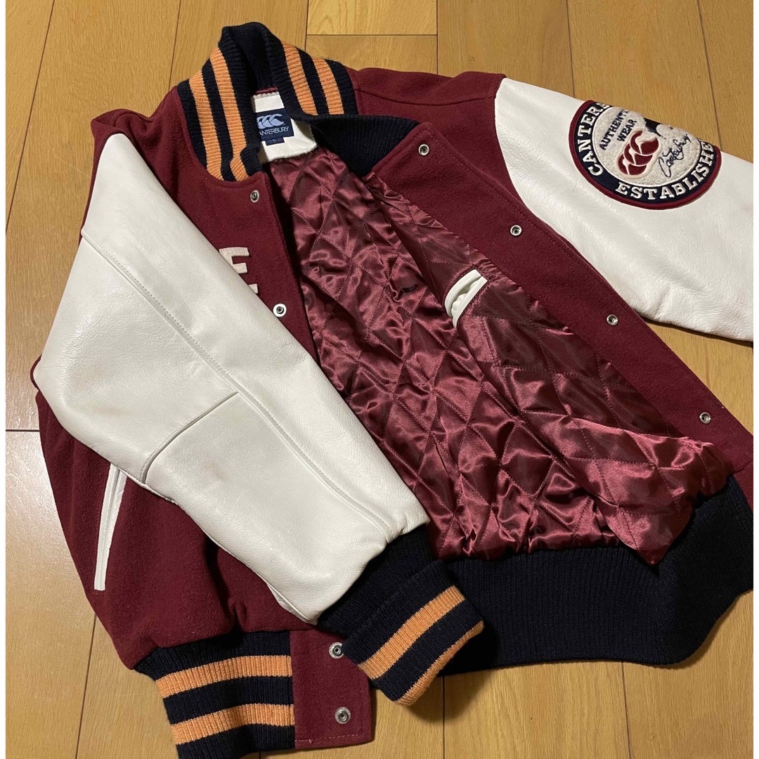 カンタベリー 袖革 スタジャン エンジx白の通販 by ひで's shop｜ラクマ