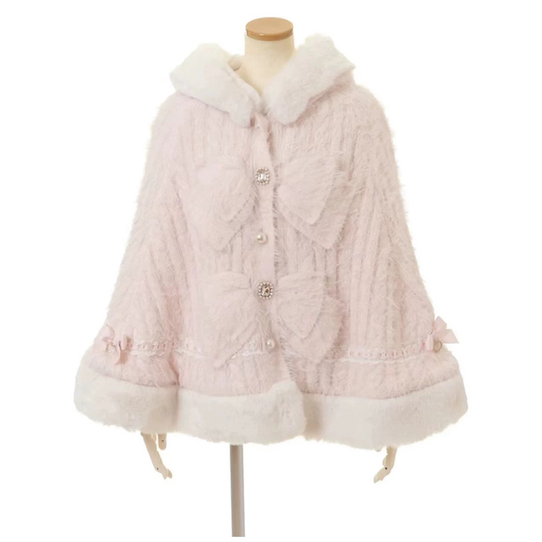 LIZLISA リズリサ ダブルリボンニットファーポンチョの通販 by にゃん