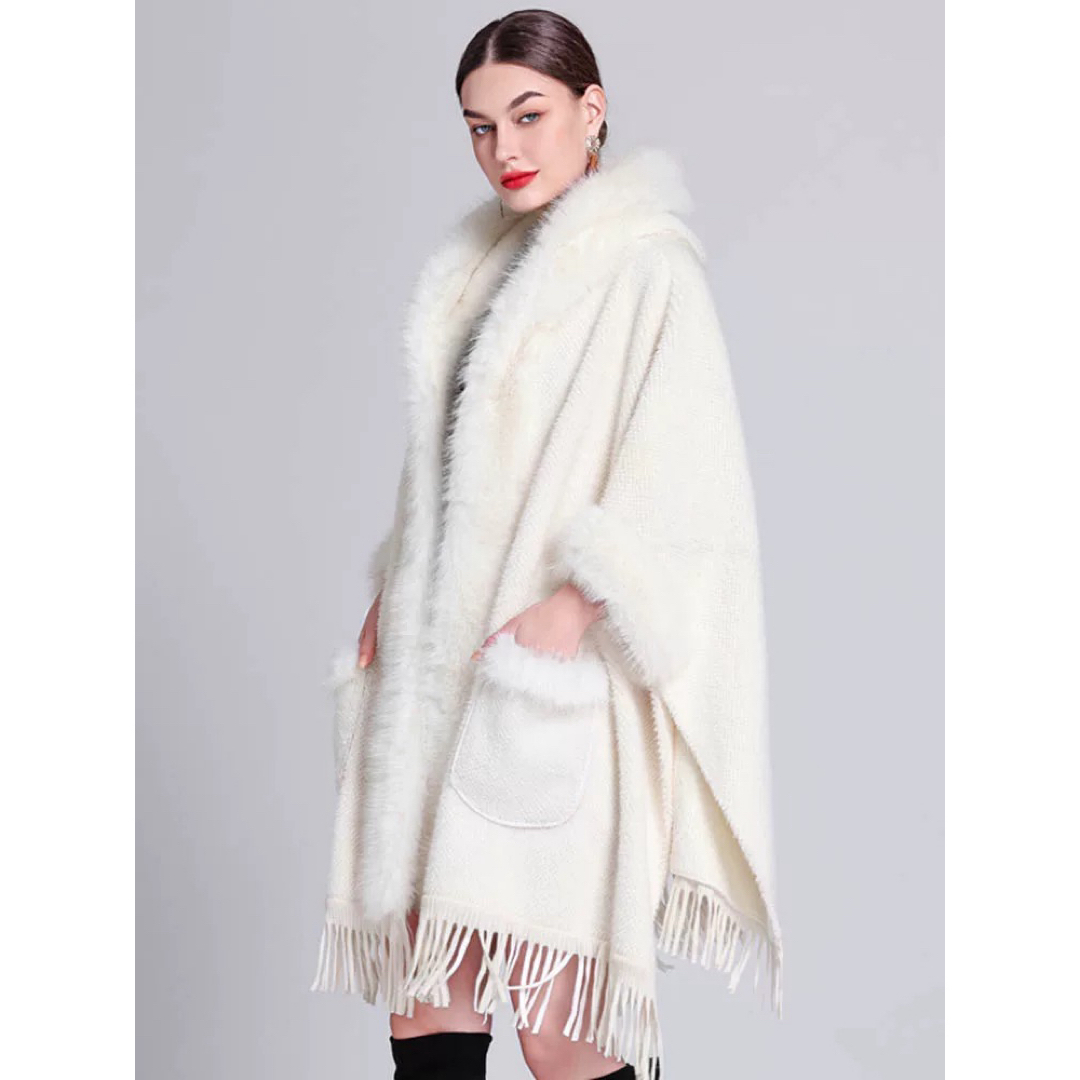 ポンチョコート ケープ レディース ファーポンチョ ふわふわ フェイク