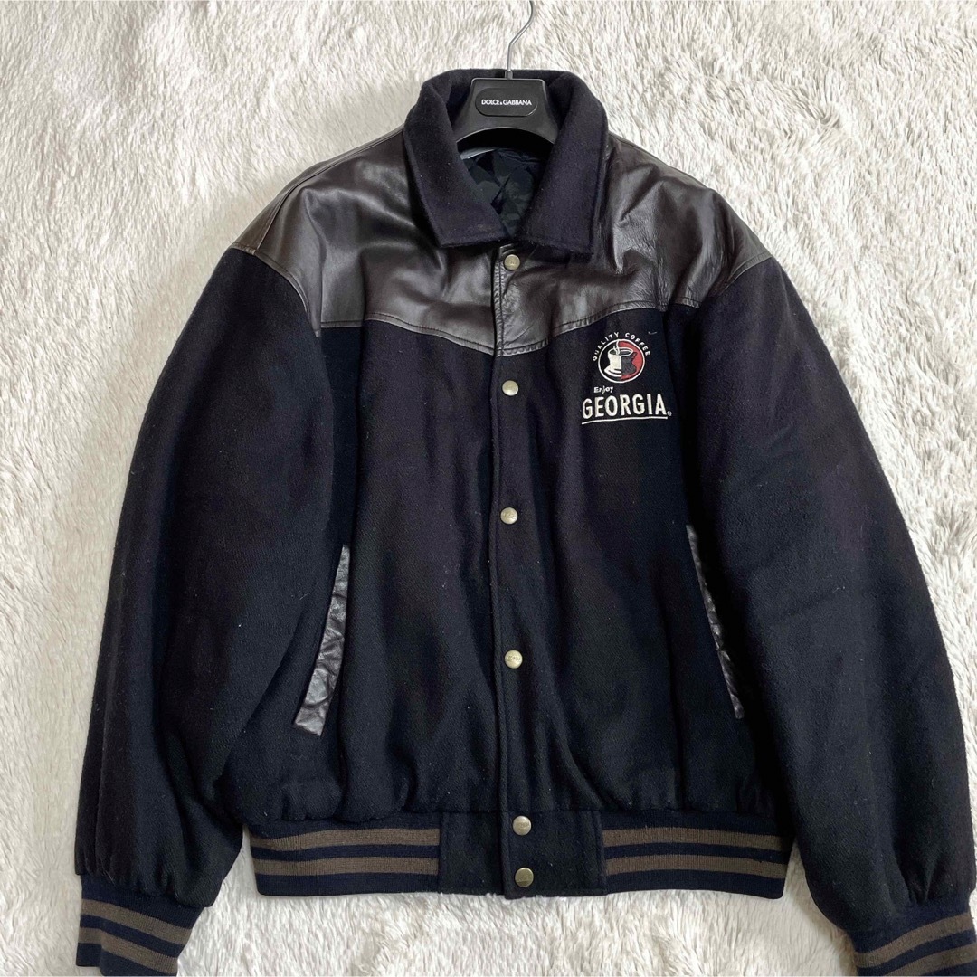 希少 限定 GEORGIA 羊革 ウール スタジャン レザージャケット ラムの