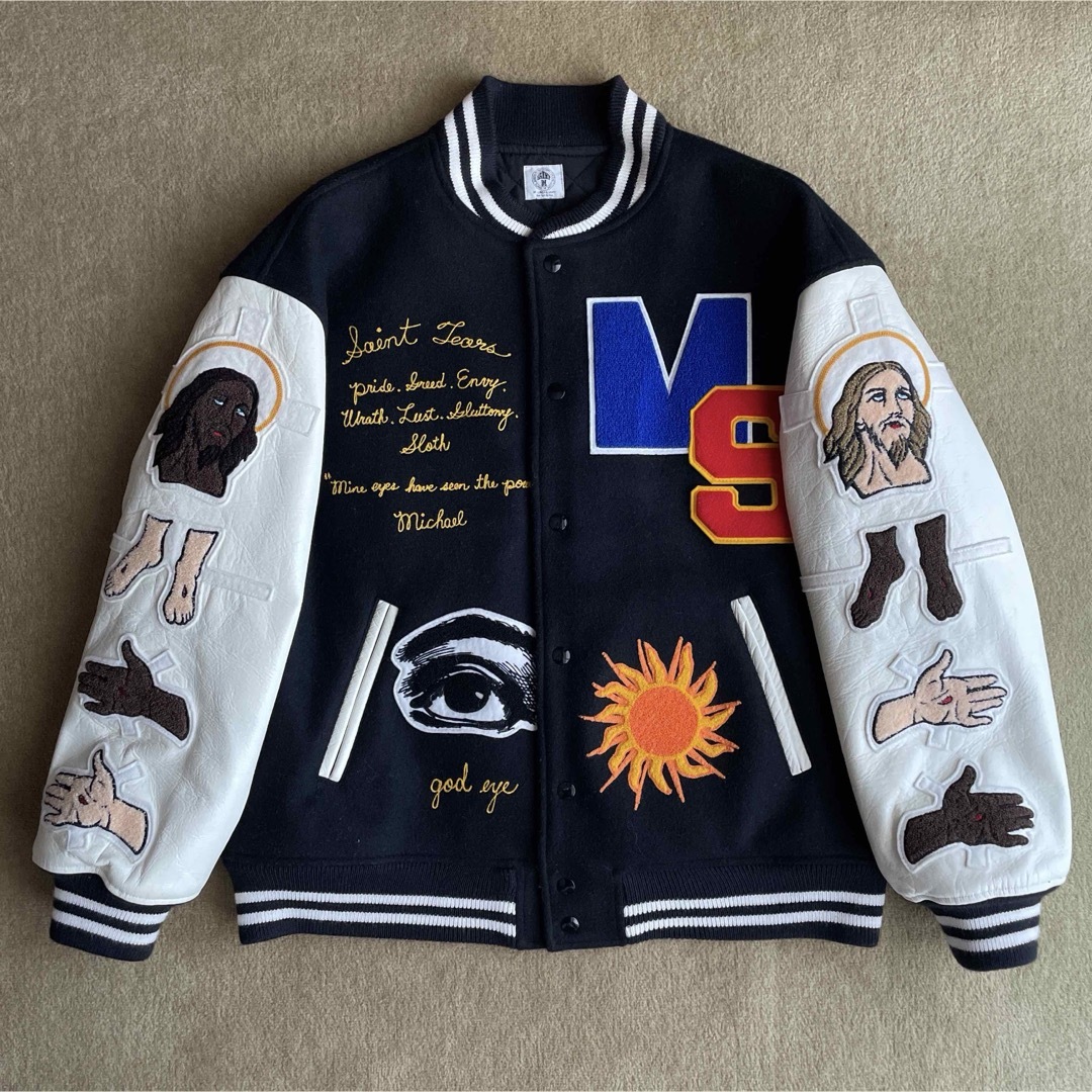 NBA】76ers 刺繍 中綿 スタジャン ブルゾン 2XL 青 NBA76ers 刺繍 中綿