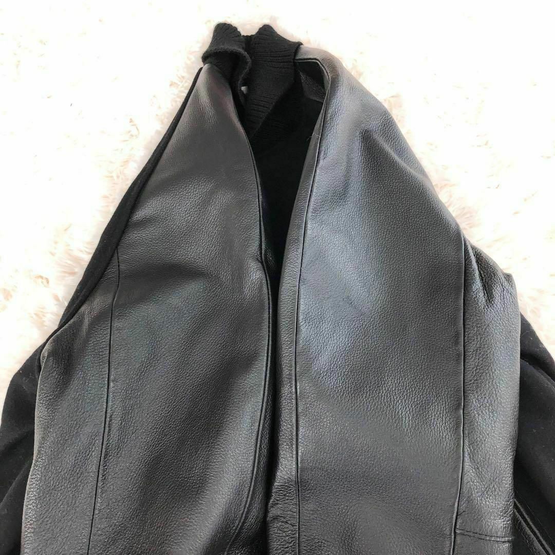 AZUL by moussy - FAIRBANKS142 AZULウール×レザースタジャンブラック