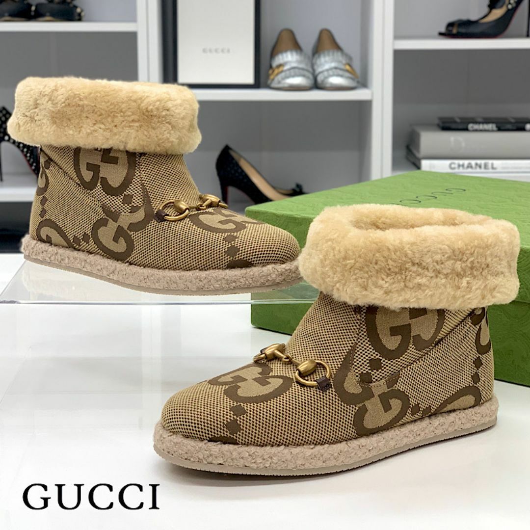 GUCCI - 6411 未使用 グッチ ファブリック ホースビット GG柄 ムートン