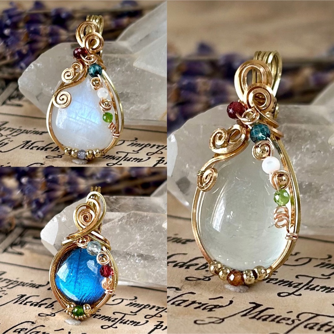 ハルページ☆リクエスト3点 ワイヤーラッピング アート ジュエリー Gon