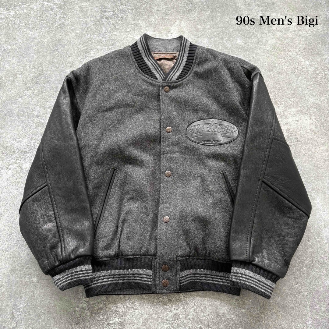 MEN'S BIGIメンズビギ【M】スタジャン袖レザー刺繍ワッペンロゴ