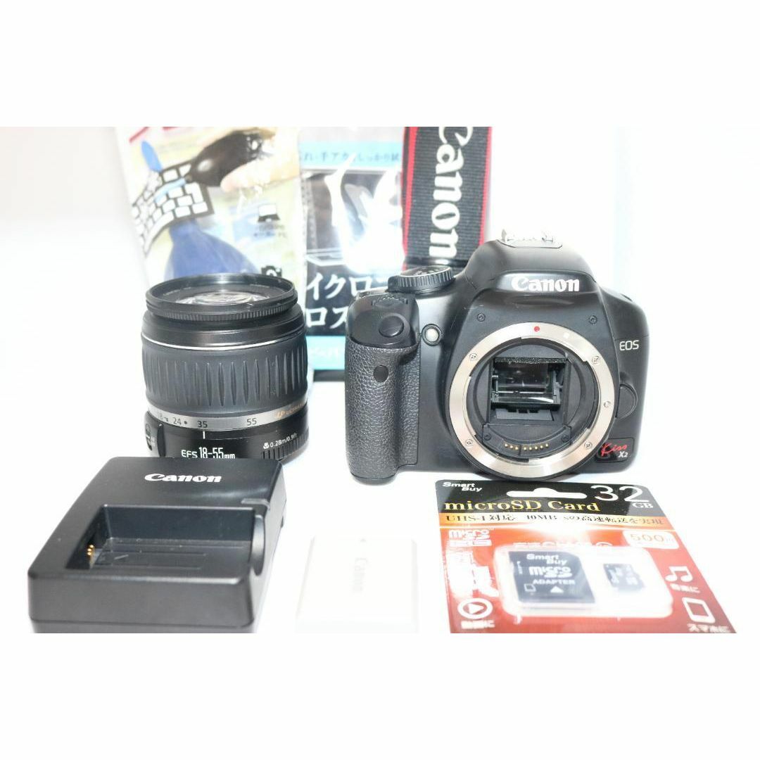 ⭐Canon Kiss X2 初心者セット 入門 一眼レフ⭐スマホ転送 小型