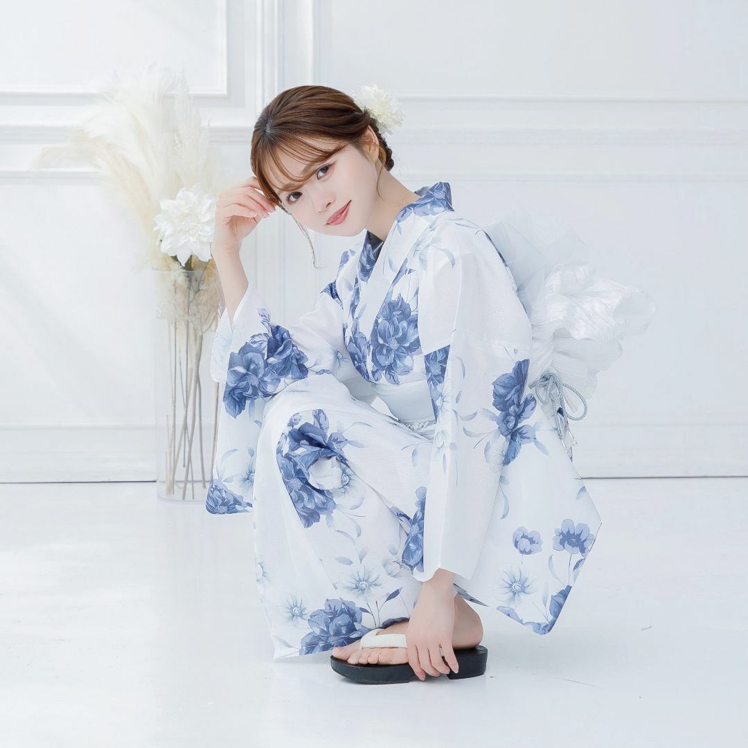 ANDANTE - 新品 4点 浴衣 セット 浴衣セット ゆかた レディース 白 青