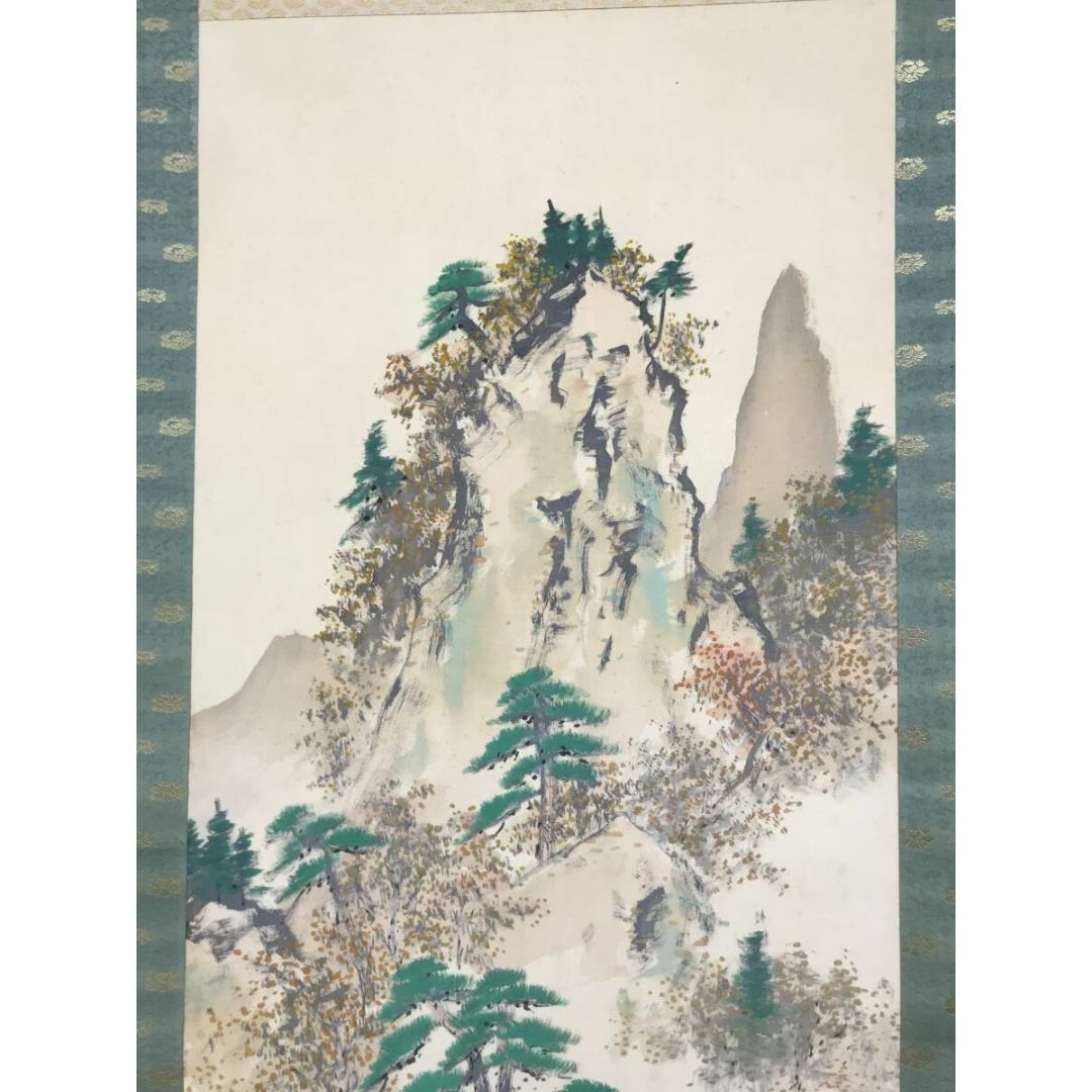 真作】吉田鋤牛/晩秋之図/秋景山水図/山水図/掛軸☆宝船☆AD-498 真作