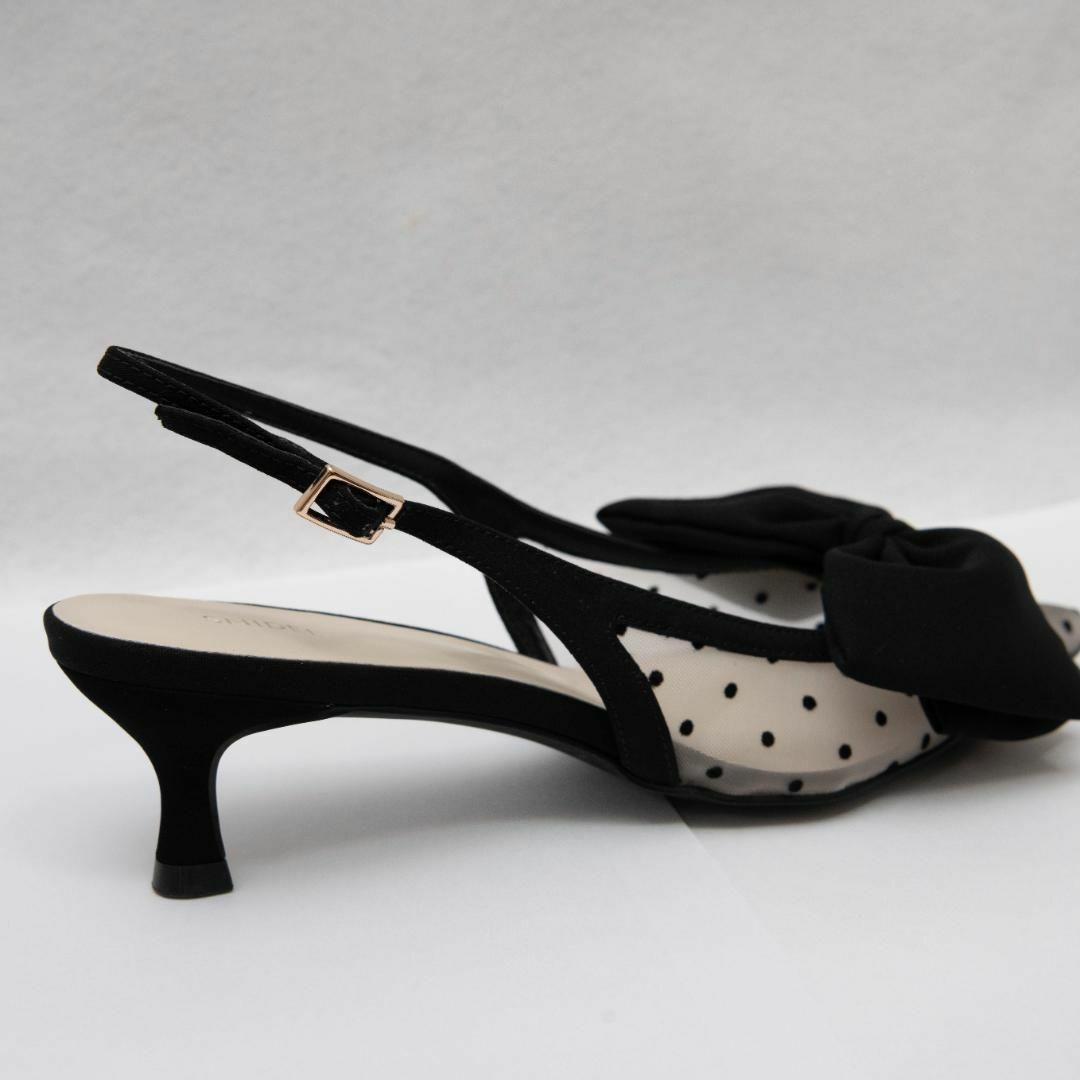 SNIDEL ドットメッシュリボンモチーフサンダル Sサイズ スナイデル