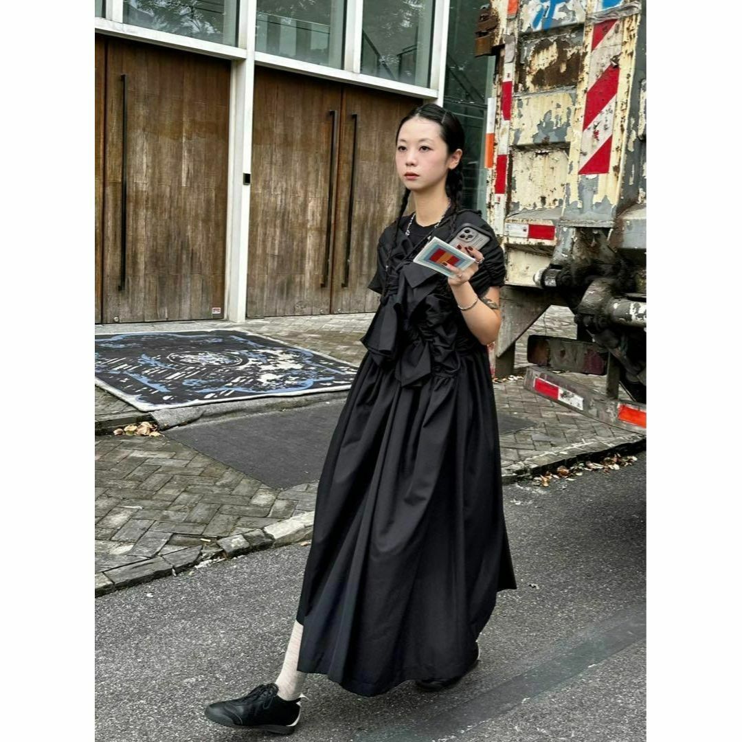 2023ss TAO タオ コムデギャルソン フリル リボンワンピースドレス 黒