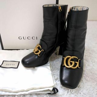 未使用級 GUCCI ロング レイン ブーツ GG柄 靴 37 ラバー 黒 総柄