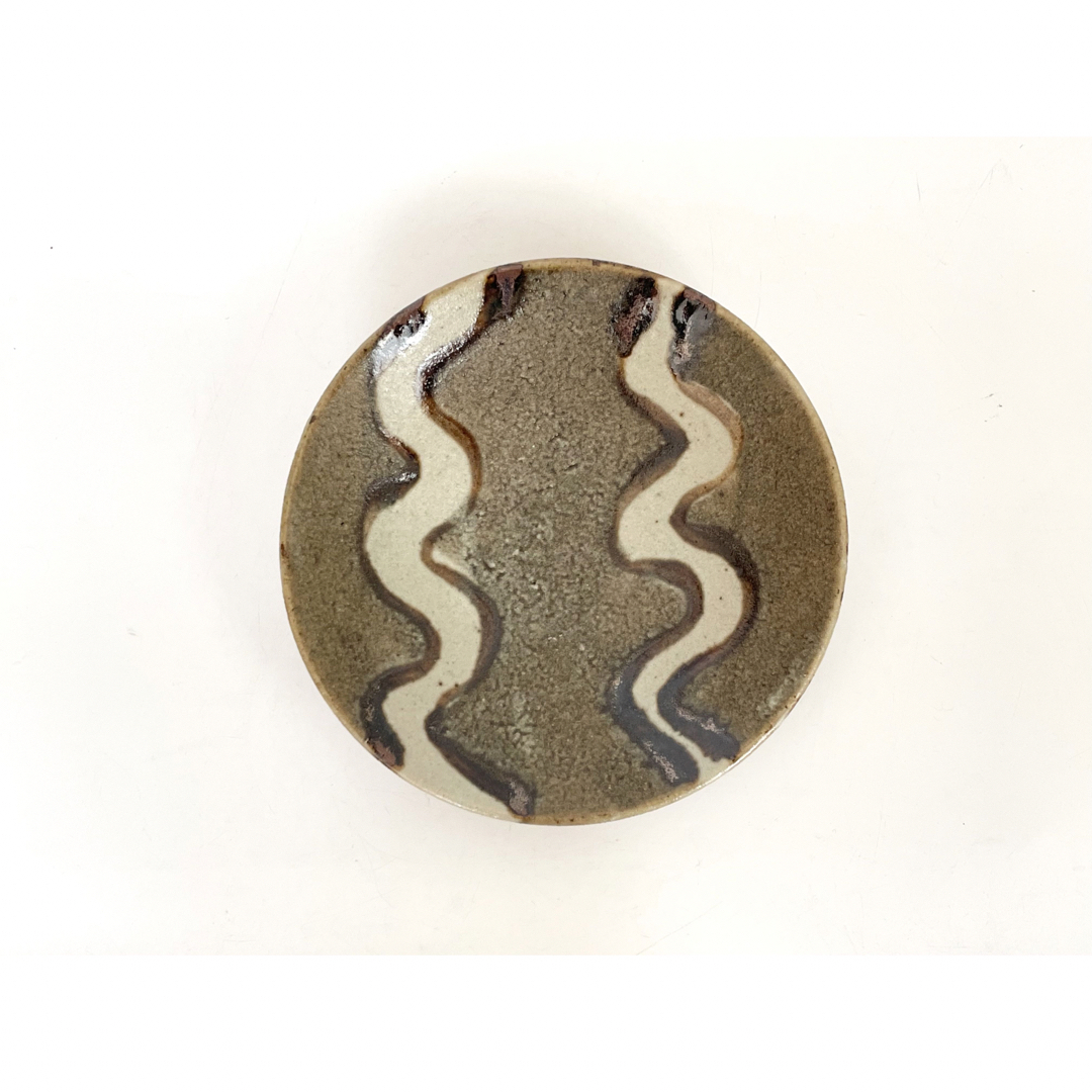 陶芸家 人間国宝 濱田庄司 浜田庄司 鉄絵 皿 丸皿 中皿 波