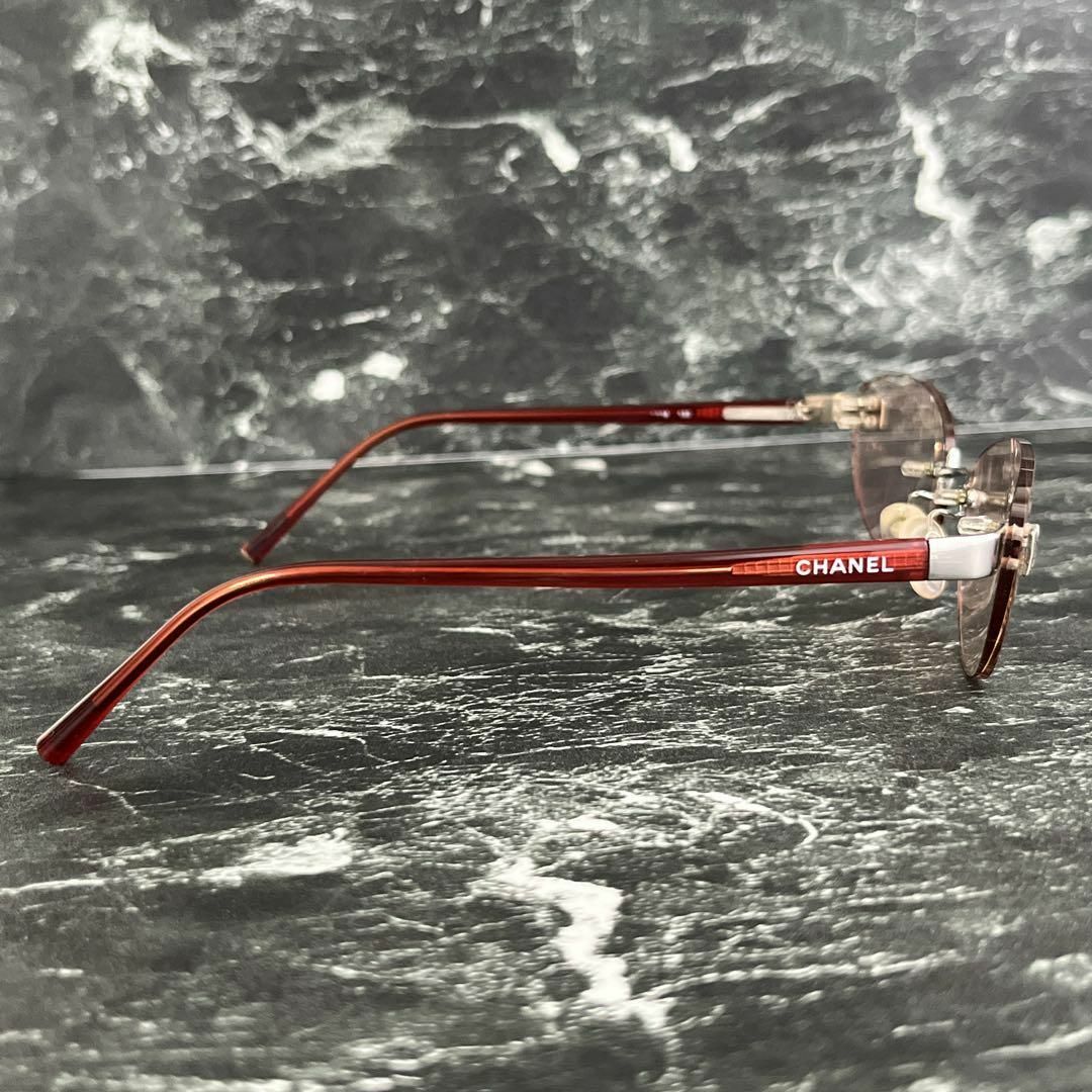 CHANEL - シャネル サングラス リムレス ココマーク 赤 シルバー