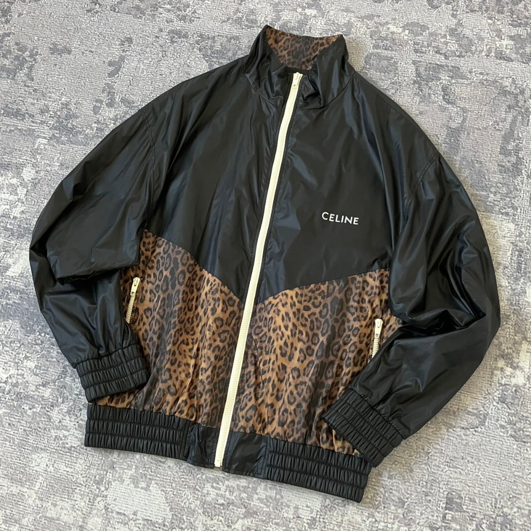 CELINE セリーヌ ナイロンジャケット レオパード ブラック 黒 CELINE