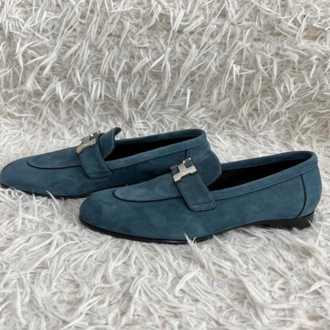 HERMES - 未使用 HERMES モカシン パリ スエード ブルー系 36.5の通販