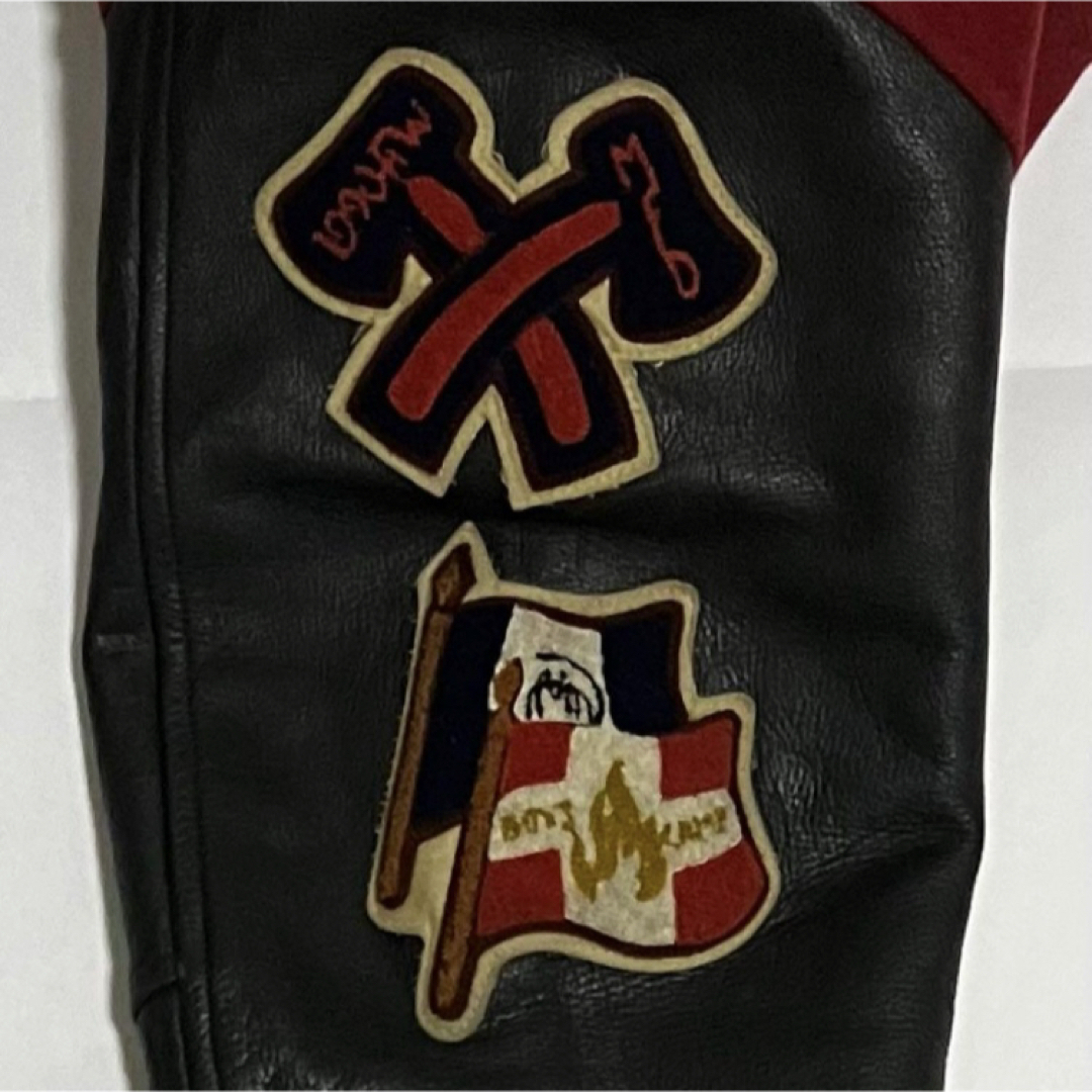 人気】FLANDRE フランドル スタジャン 牛革レザー ワッペン 刺繍ロゴの