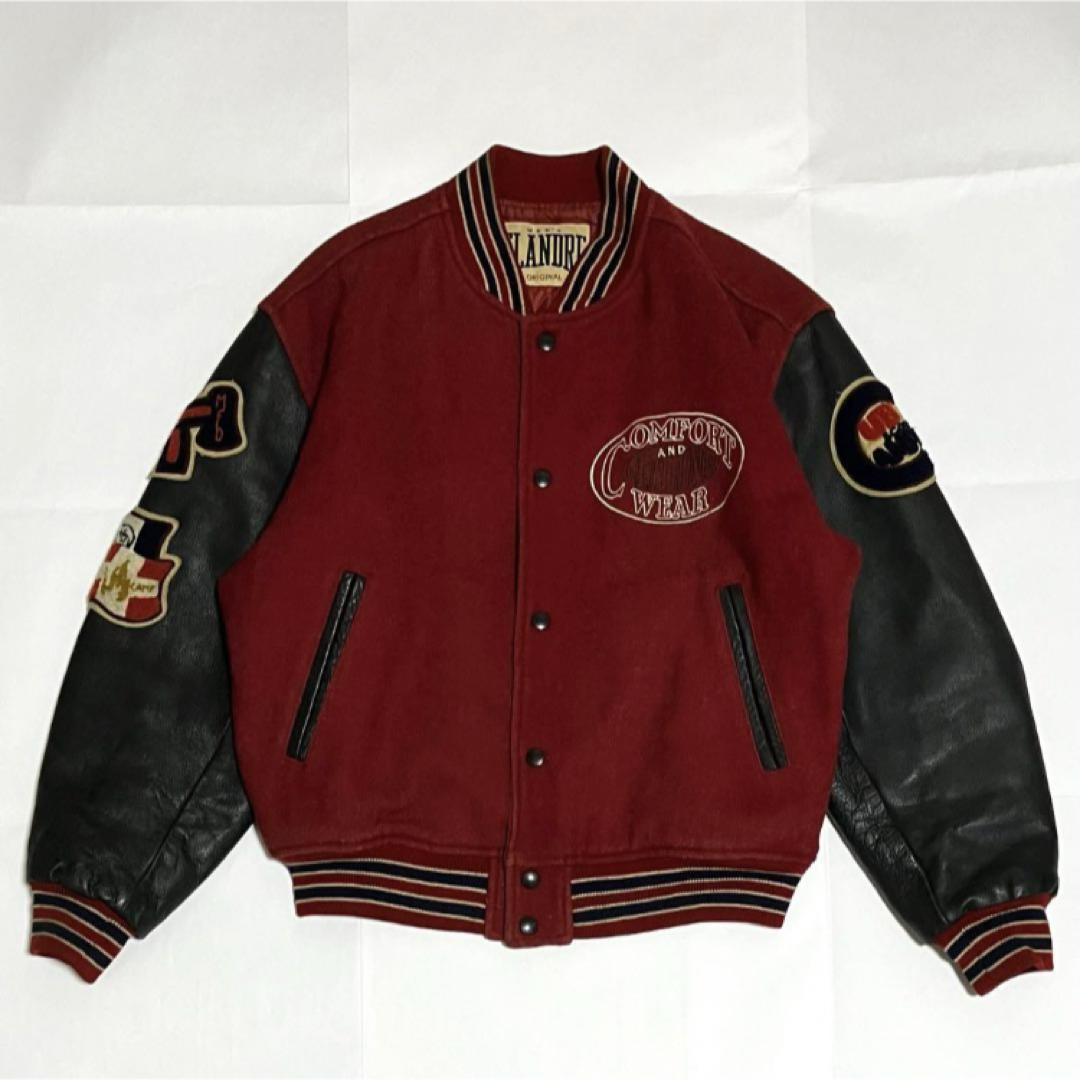 人気】FLANDRE フランドル スタジャン 牛革レザー ワッペン 刺繍ロゴの