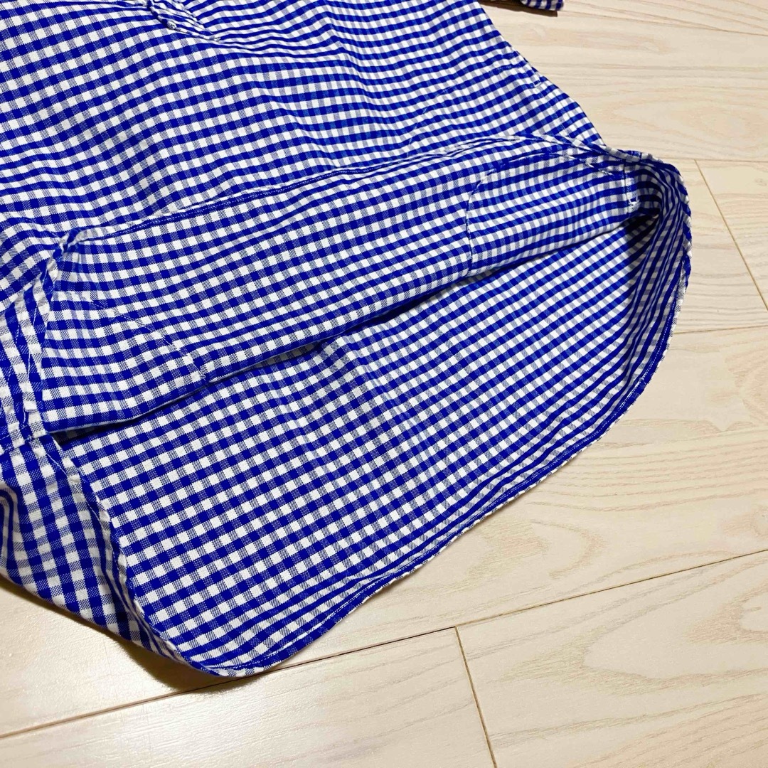 DANTON - 【美品】ダントン 丸襟 シャツ ギンガムチェック ブルー 半袖