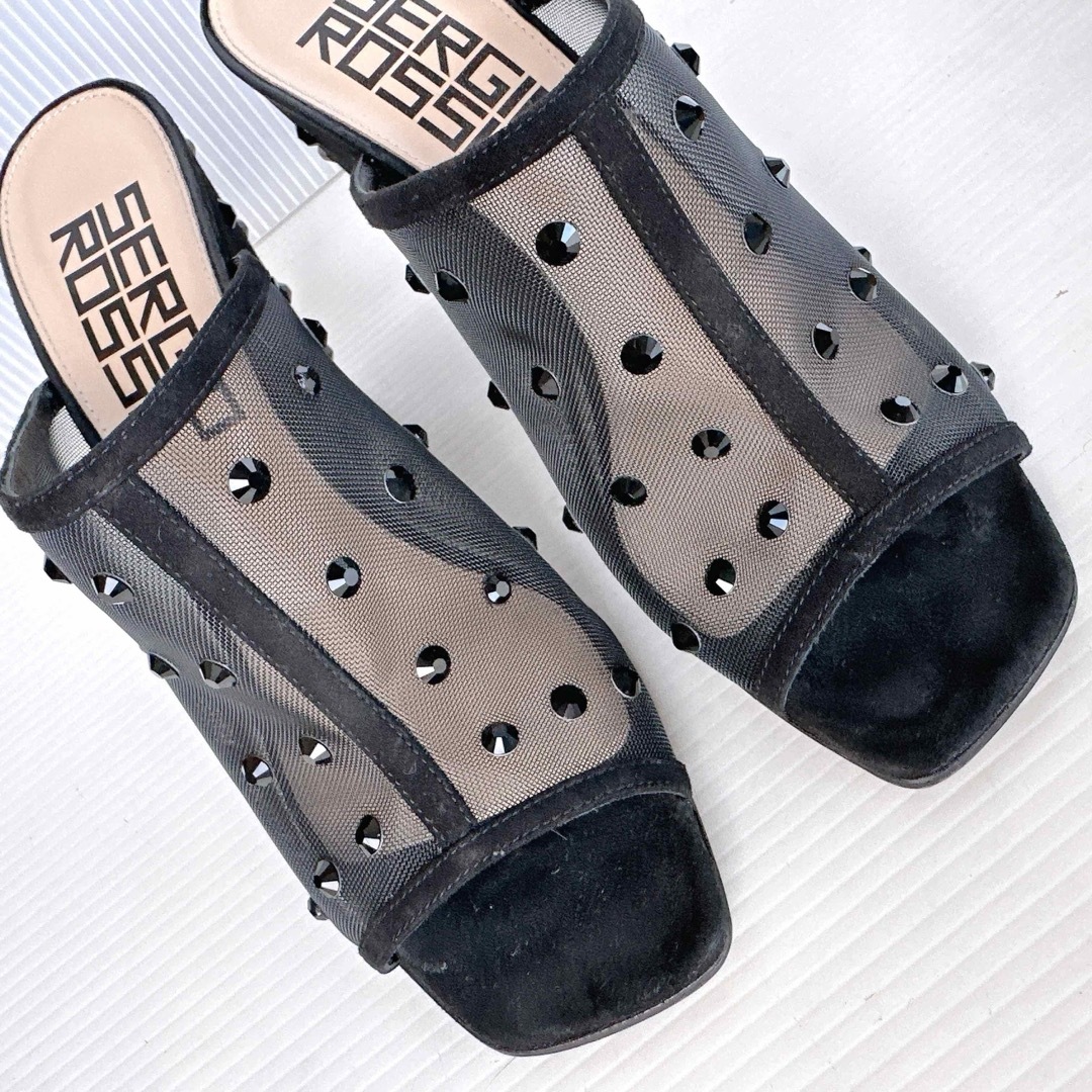 Sergio Rossi - セルジオロッシ ラインストーン ミュール サンダル