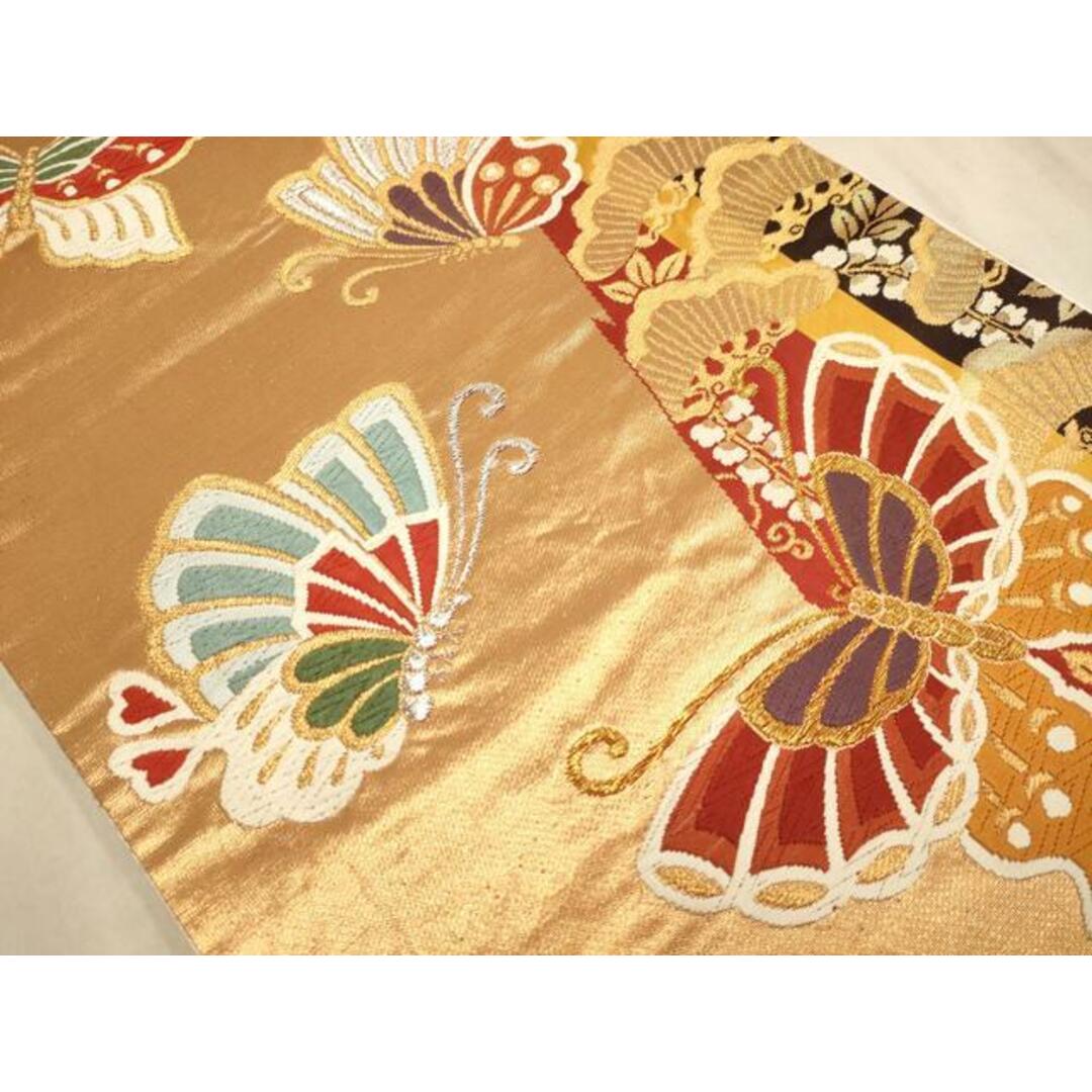 平和屋着物◎両面 六通柄袋帯 唐織 舞蝶文 金銀糸 正絹 逸品
