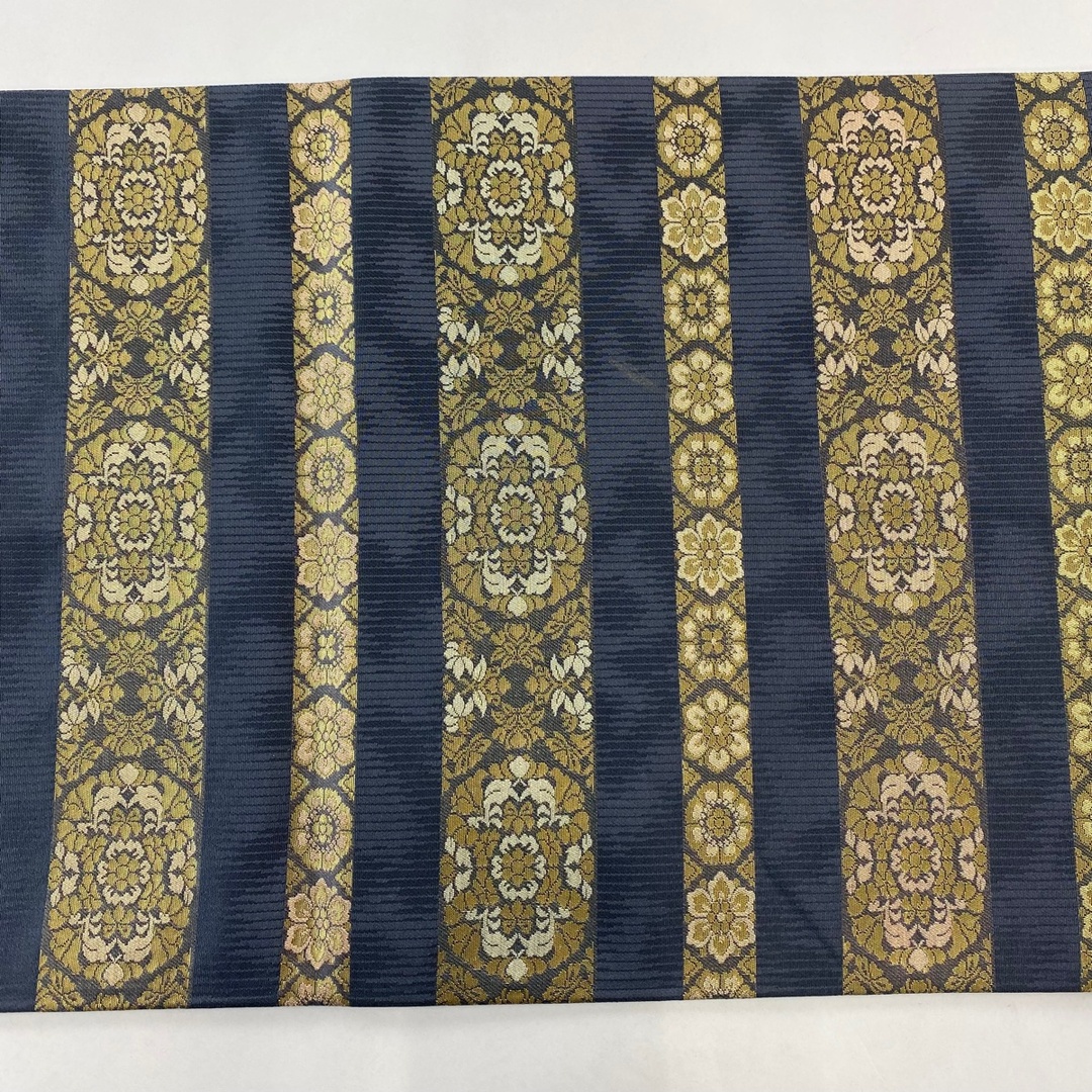 袋帯 名品 向鳥 華文 螺鈿 金彩 金色 お太鼓柄 正絹 中古 袋帯 名品