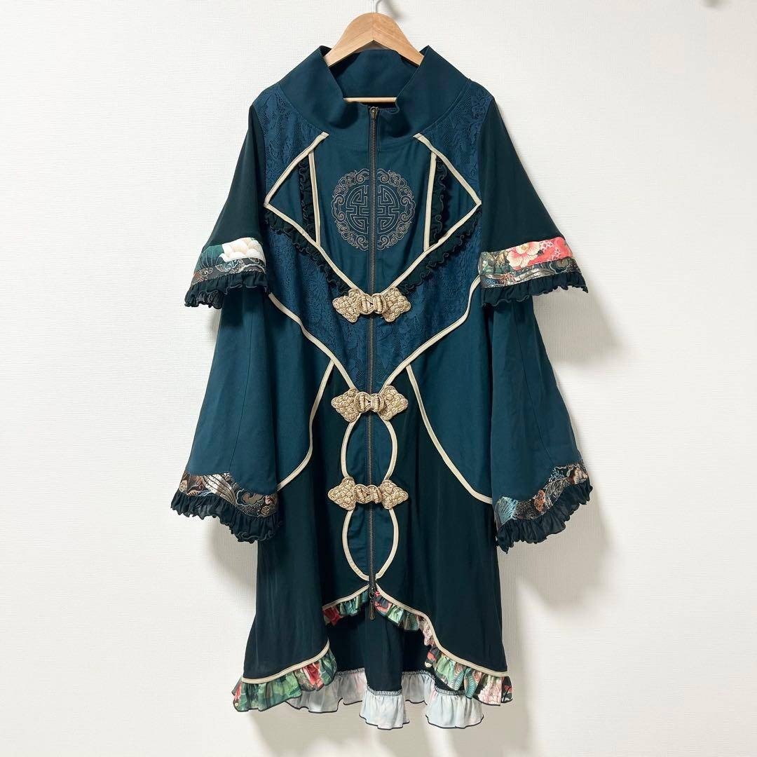 ozz oneste チャイナワンピース 羽織り グリーン