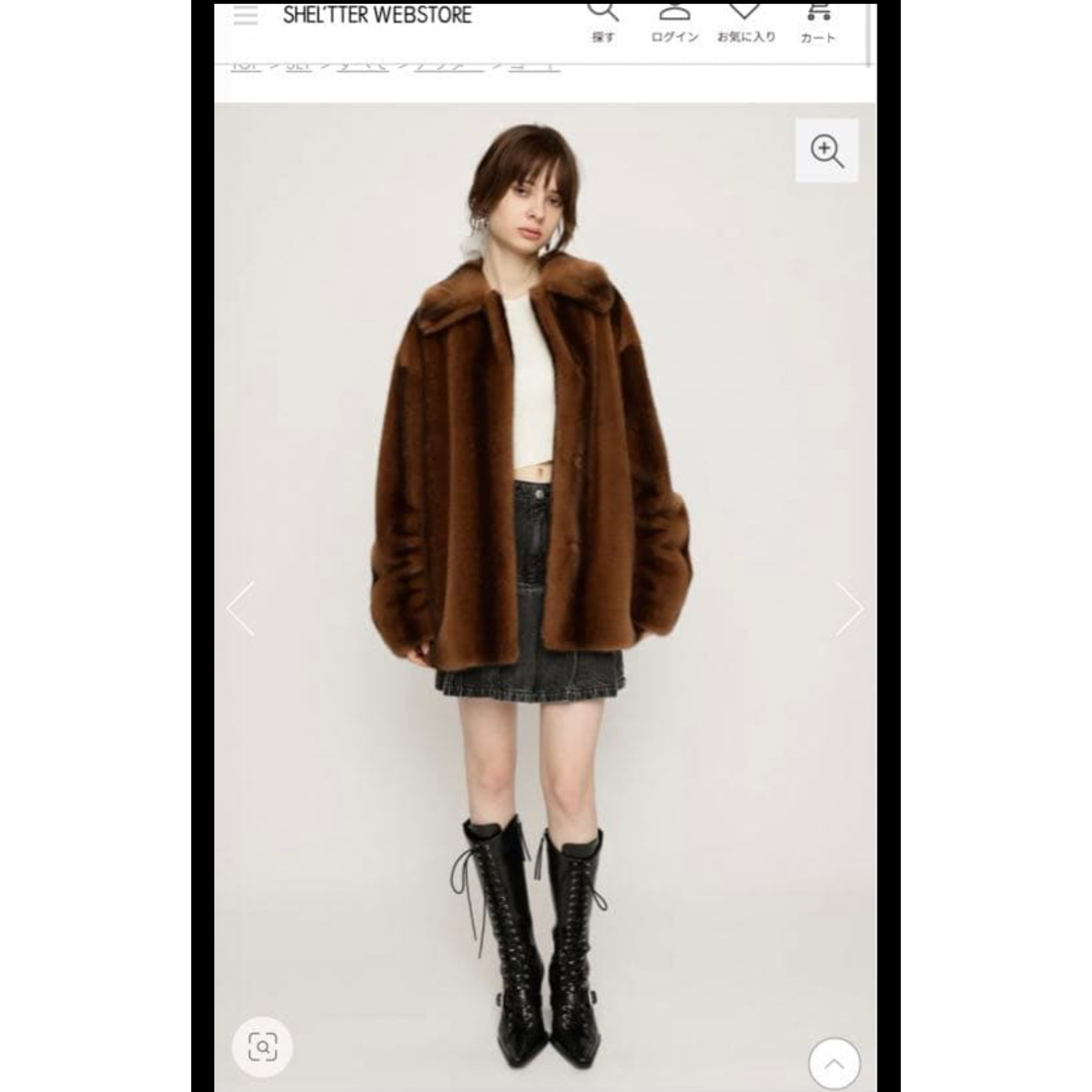 SLY - F／FUR FRONT HOOK コート sly スライ ファーコート ブラウンの