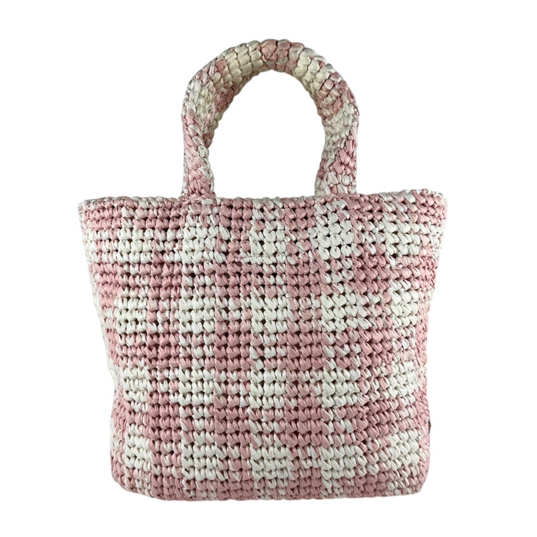 PRADA - プラダ PRADA ハンドバッグ スモールクロシェ ラフィア ピンク