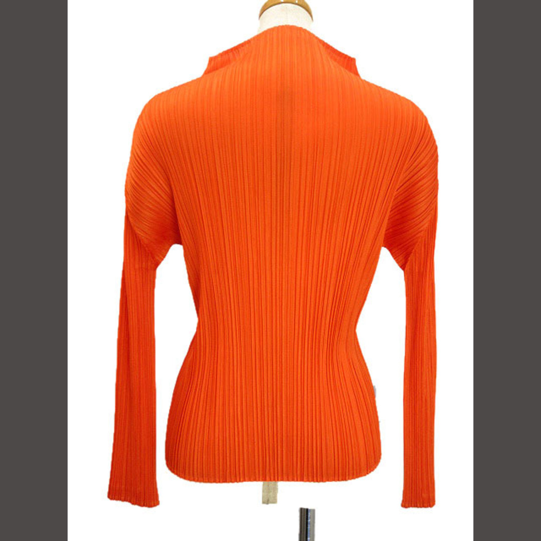 プリーツプリーズ ハイネックブラウス カットソー オレンジ 長袖
