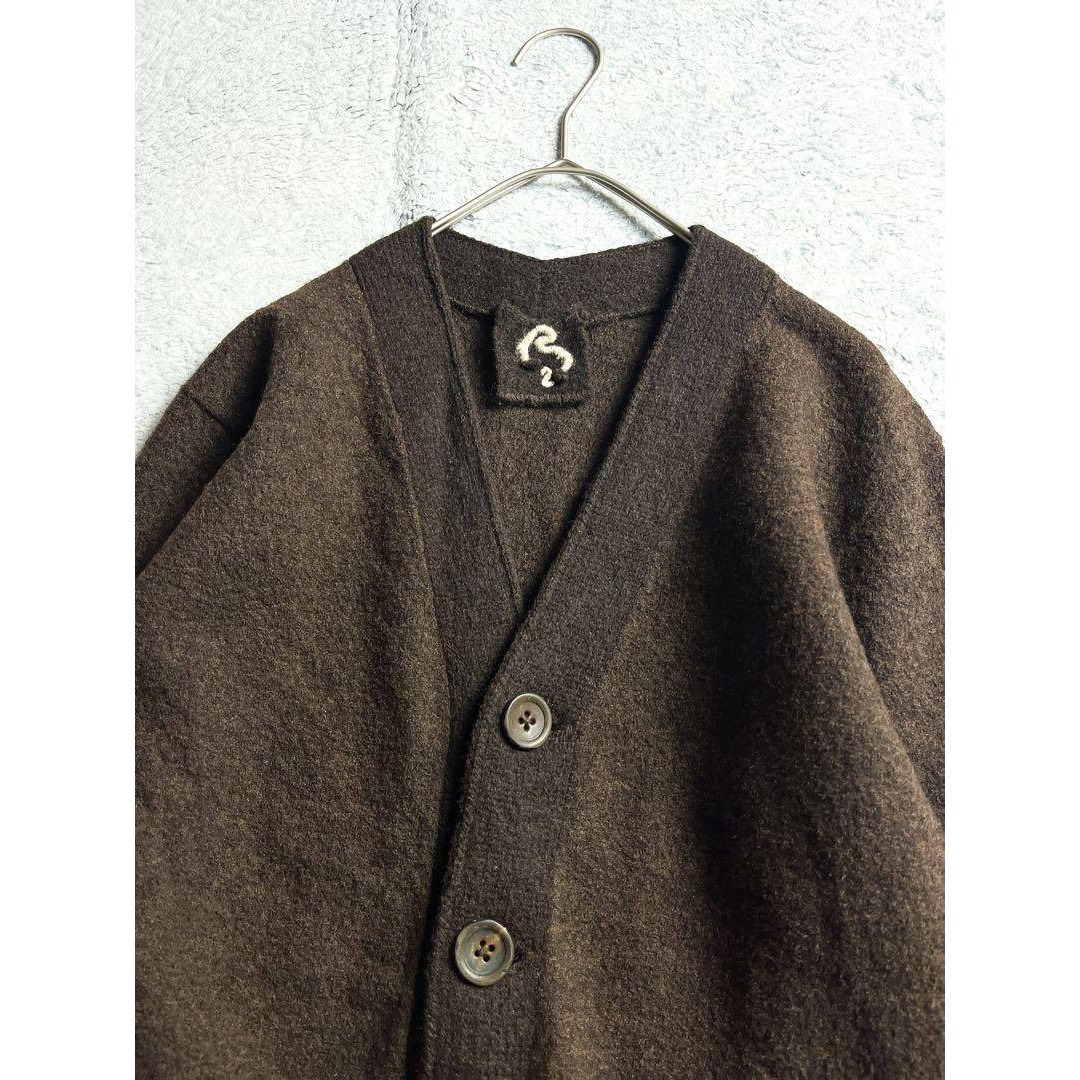 BADOU-R 】45R 縮絨ウール ニットカーディガン ブラウン 2の通販 by (R