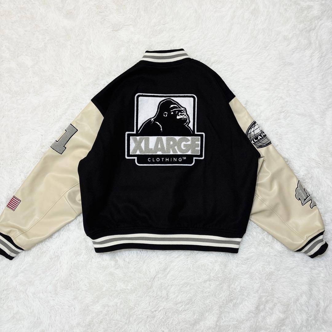 XLARGE - 美品 XLARGE スタジャン ワッペンロゴ ジップアップ Lサイズ