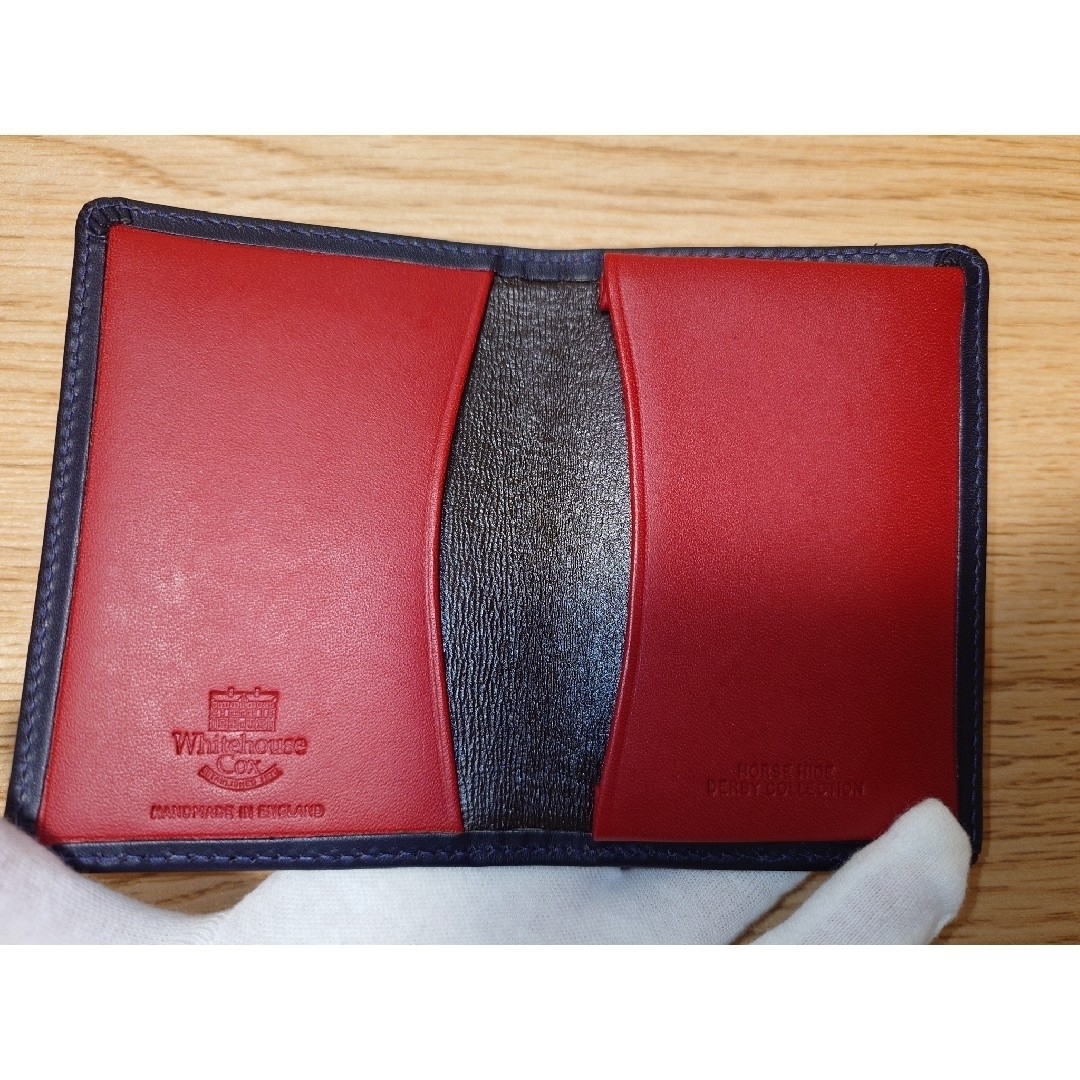 ホワイトハウスコックス Whitehouse Cox ネイビー×レッド 名刺入れの