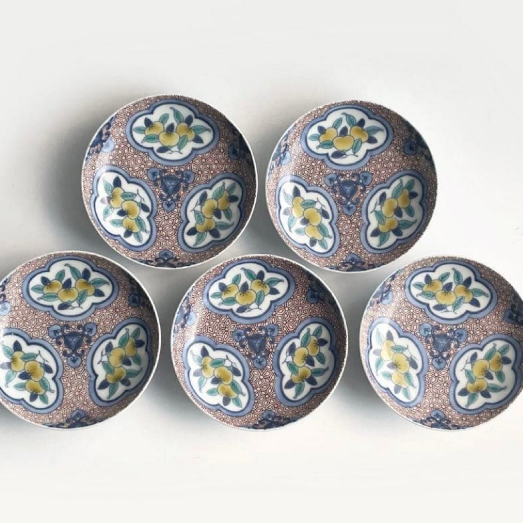 陶芸家 人間国宝 今泉今右衛門 染錦 三方割橘文 皿 5