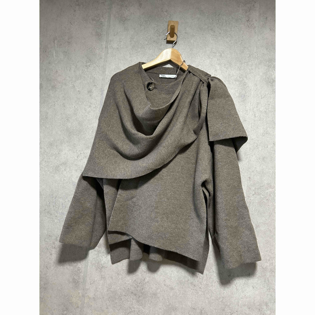 ZARA - スカーフ付きショートニットコートの通販 by Rin Rin ｜ザラ