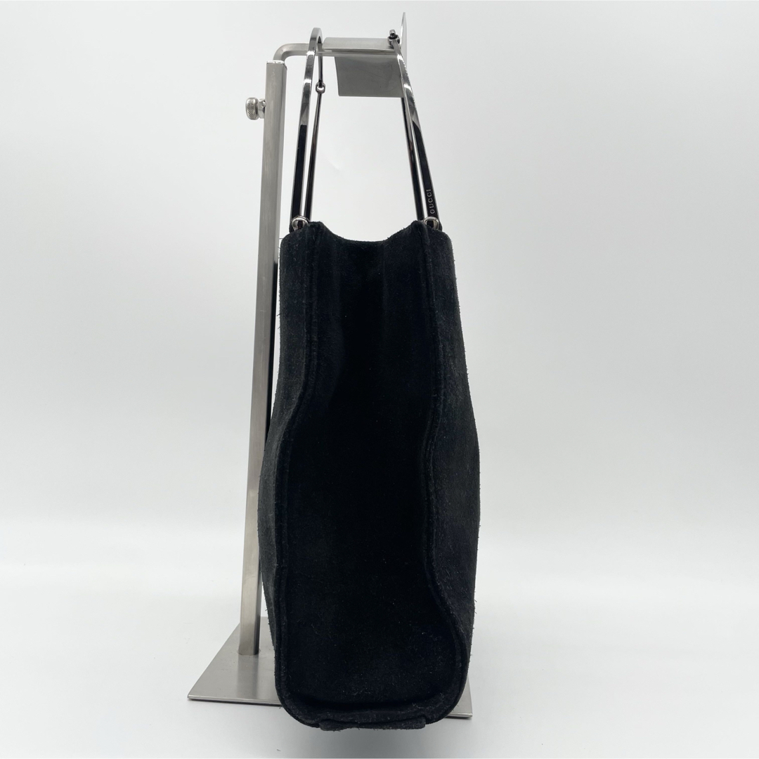 GUCCI ハンドバッグ メタルハンドル スエード レザー ブラック