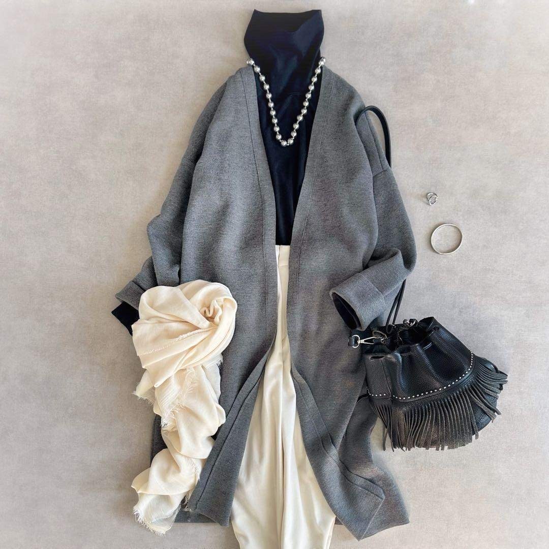 美品△定価4.7万△SLOANE / 12Gメリノウールミラノリブガウン△グレー