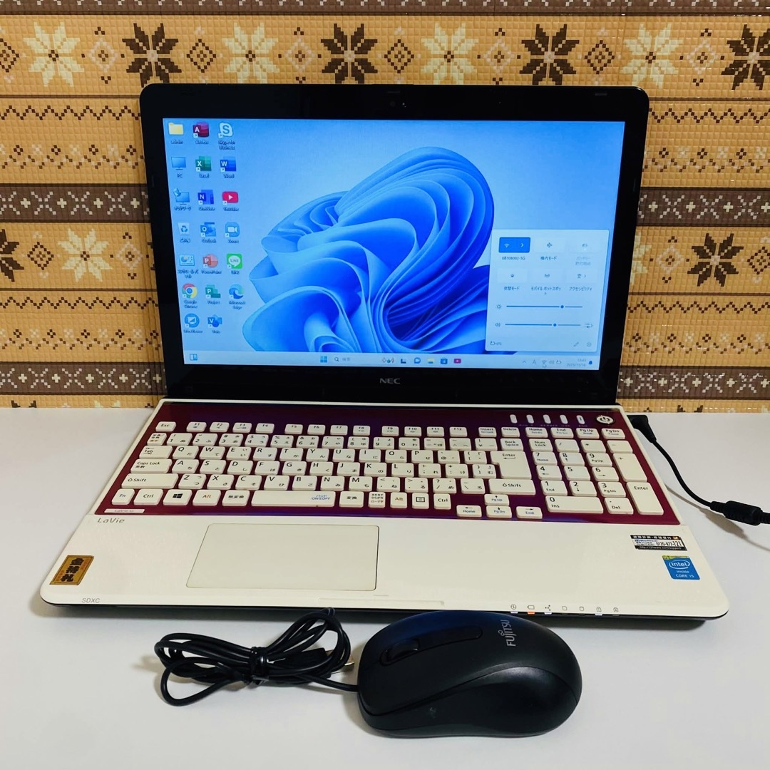 Y974 NECノートパソコンi5高速SSDサクサクWindows11オフィス付