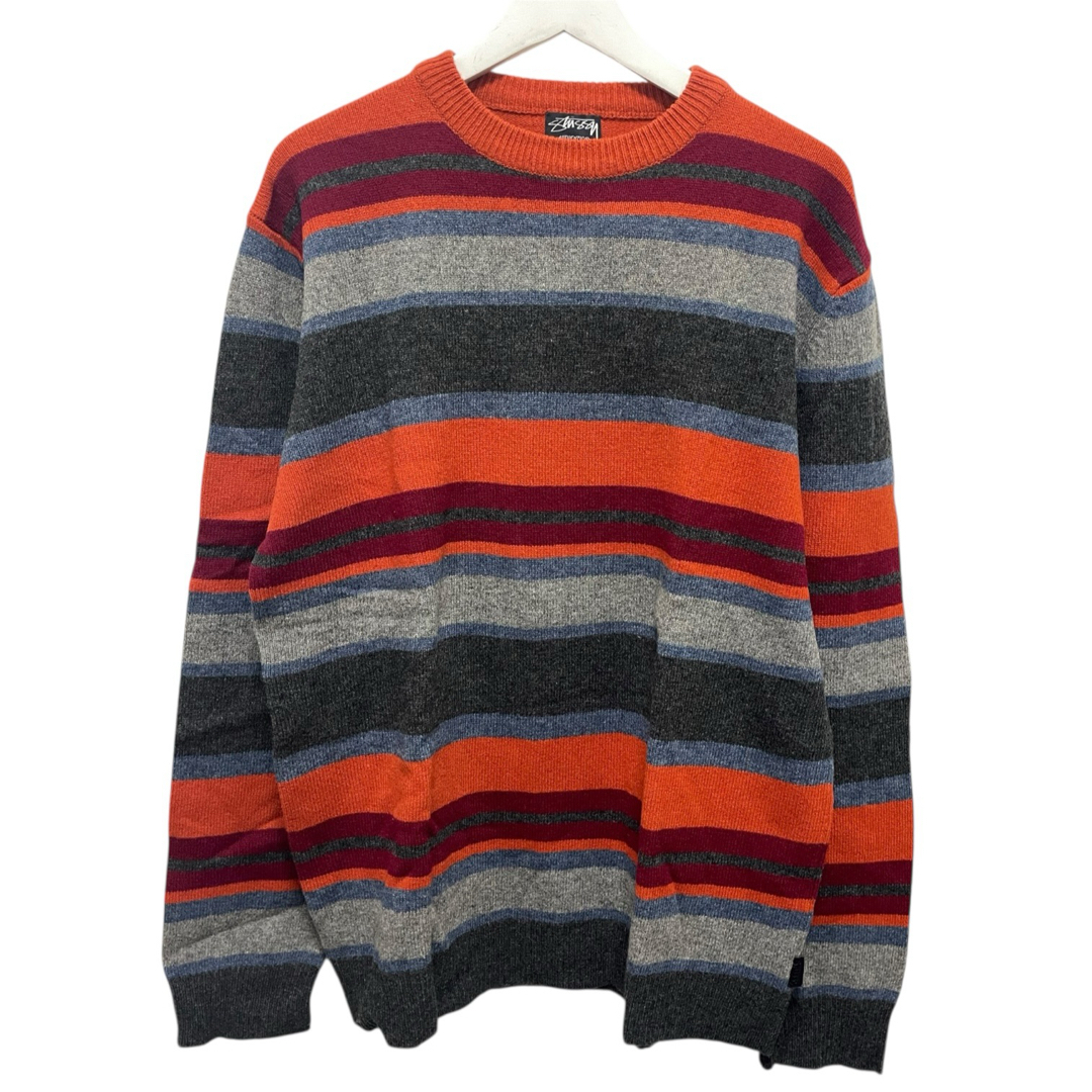 新品 STUSSY ボーダー マルチカラー ウール ニット XL OLD