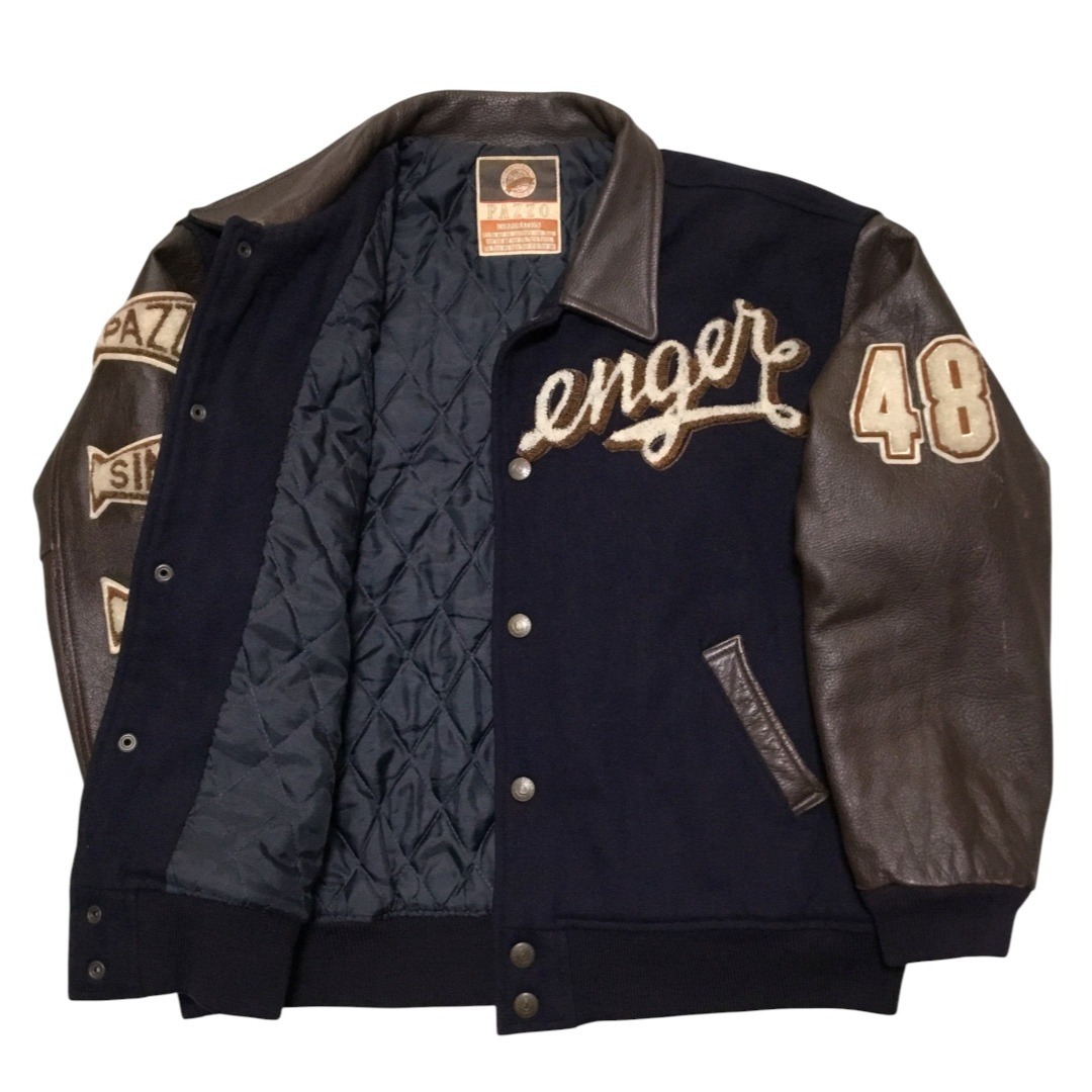 希少80s PAZZO パッゾ フルワッペン 袖レザー スタジアムジャンパー