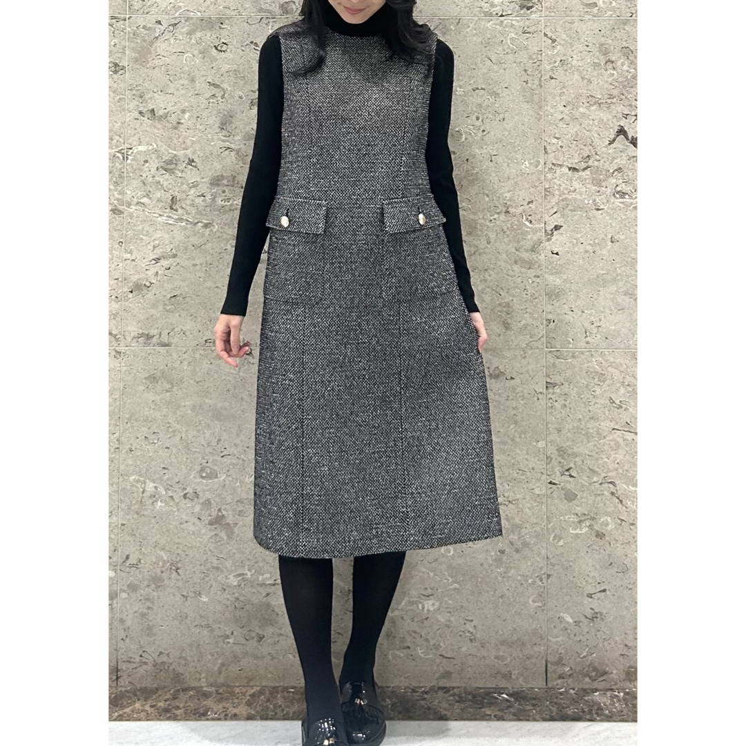 美品☆M-premier☆エムプルミエ☆ツイードワンピース☆黒☆ジャンスカ