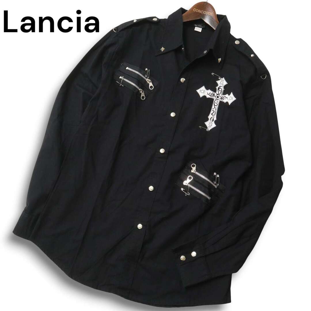 LANCIA THE ORIGINAL 通年 スタッズ☆ ジップ クロス 十字架 長袖