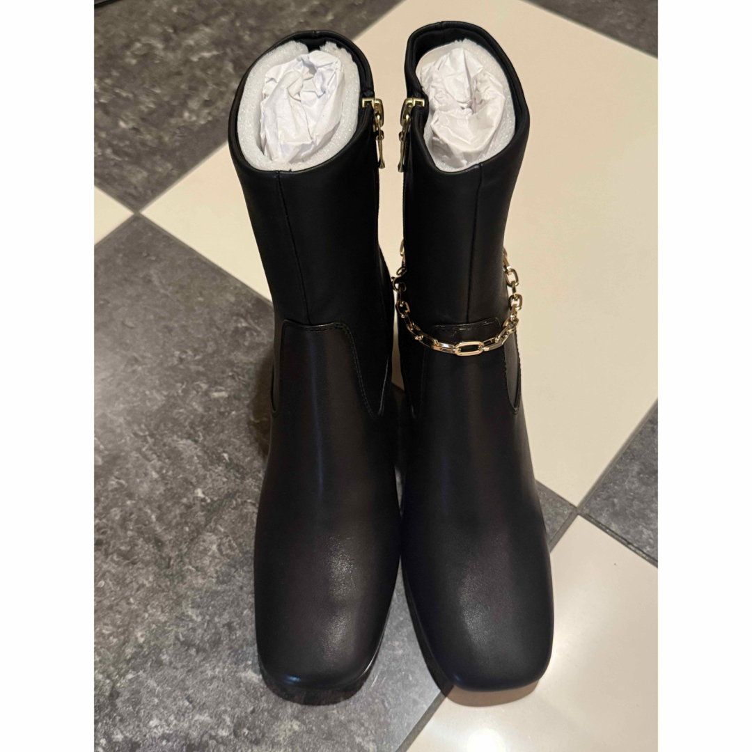 未使用】子山羊革 本革 スローブイエナ チェーン付きヒールショート