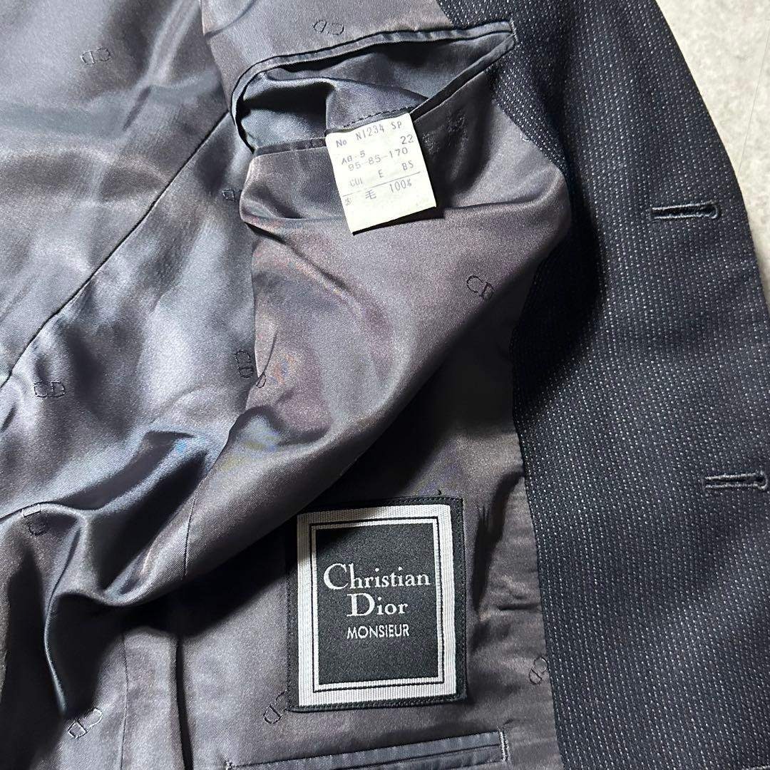 Christian Dior3ピース セットアップ ダークグレー 掠れストライプ