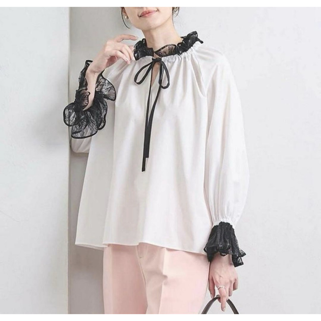 ユナイテッドアローズ プリーツ フリル リボンブラウス シワになりにくい