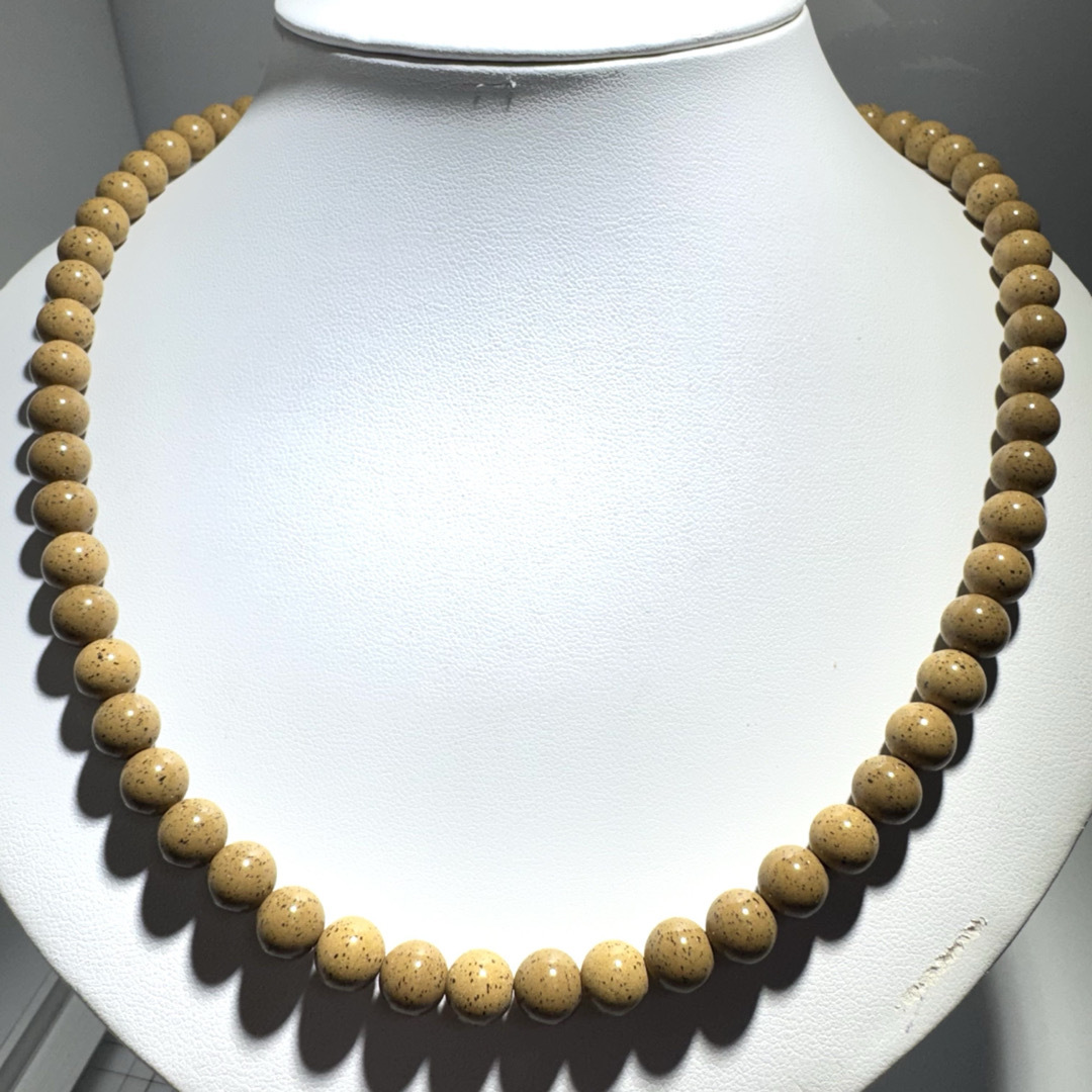 北投石ネックレス茶50センチシルバー金具NO25-2417 北投石ネックレス茶