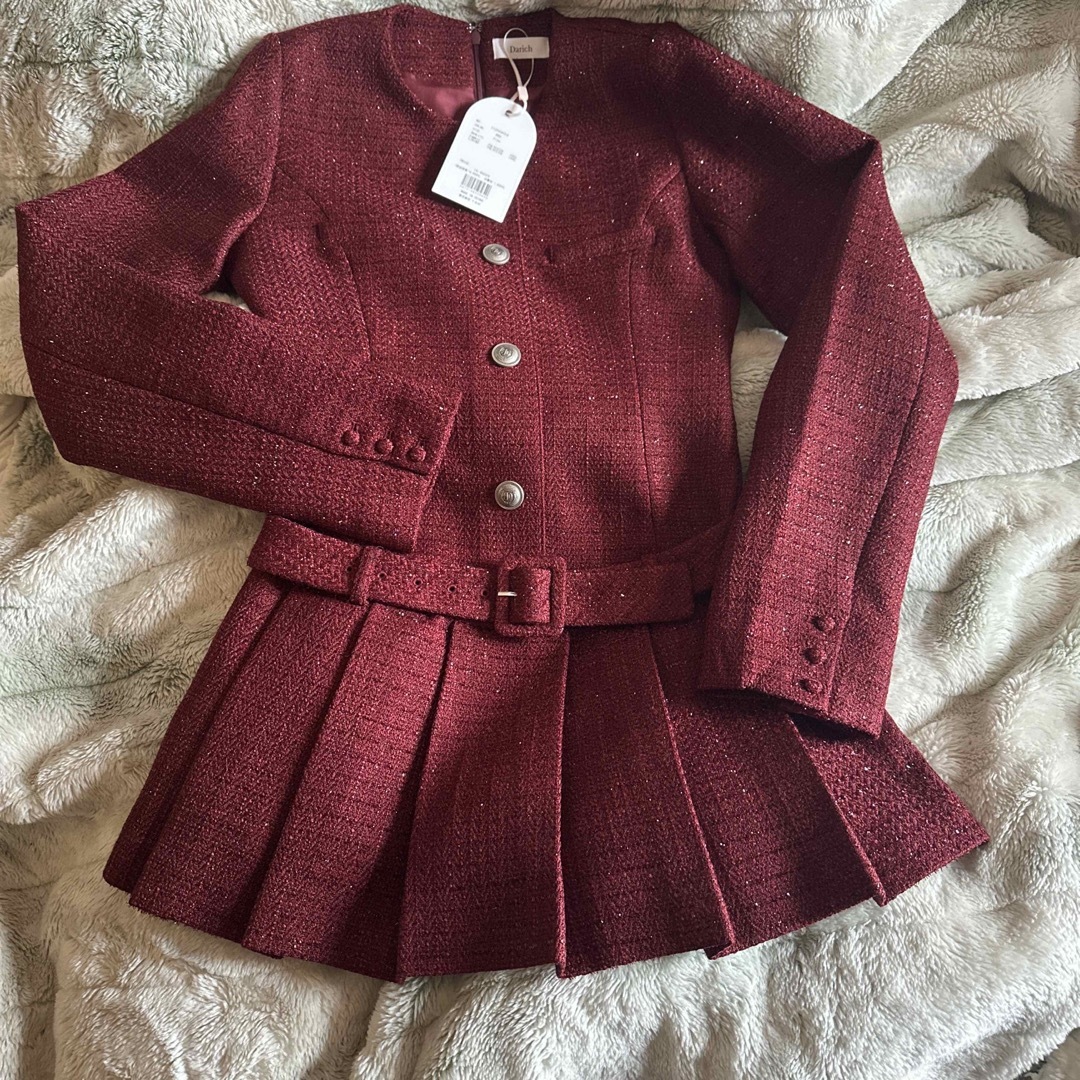 Darich - Darich ボックスプリーツツイードミニワンピースの通販 by