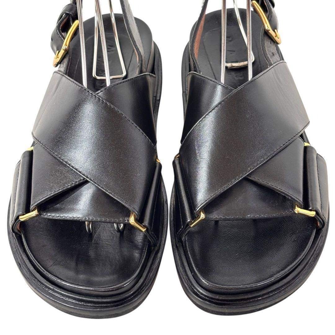 マルニ MARNI 36 23 フスベットサンダル クロスベルト ブラック 黒