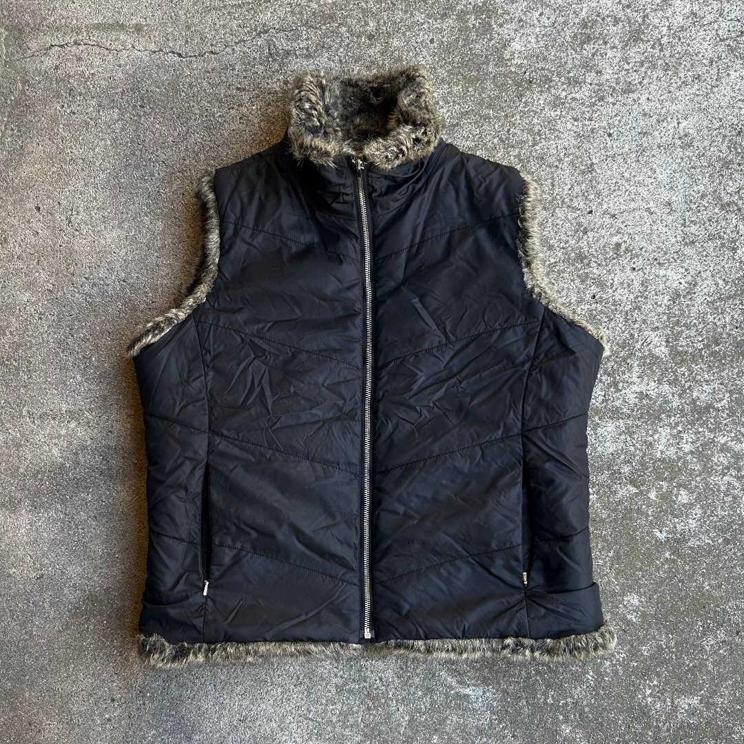 90s Vintage フェイクファー リバーシブルベスト Y2K アーカイブ