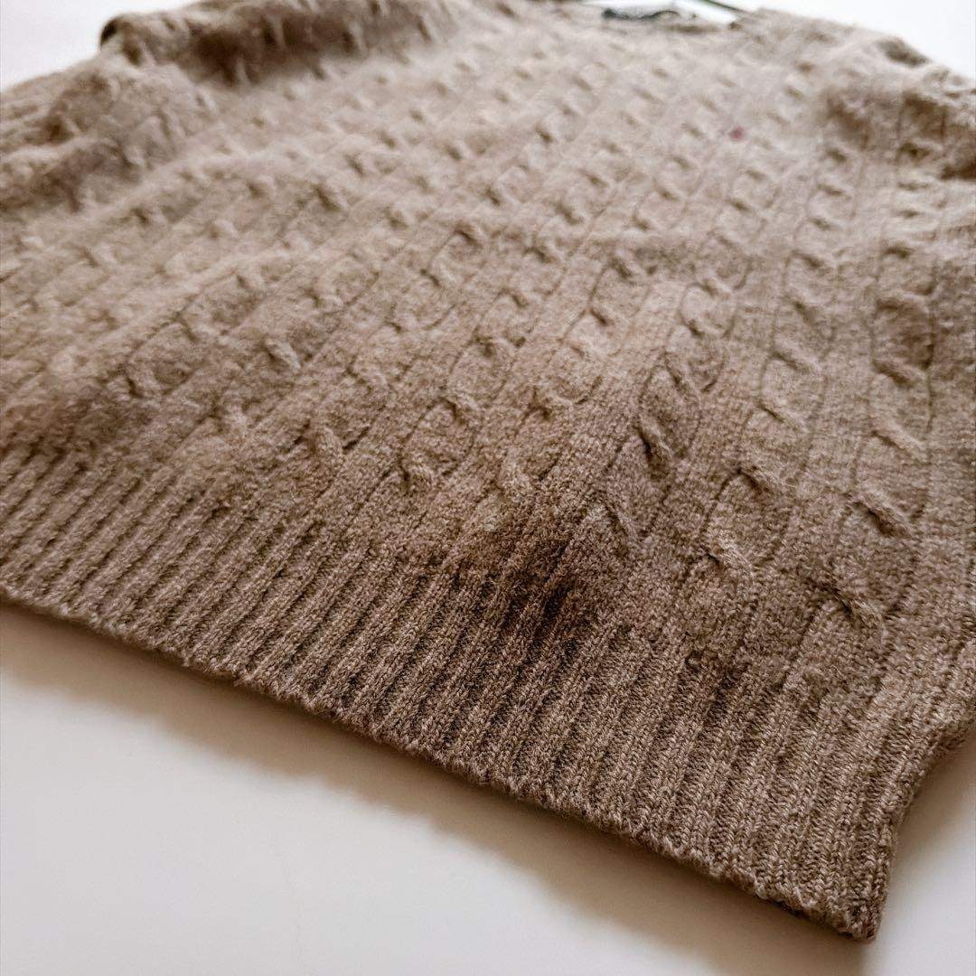 90s ポロバイラルフローレン ウール ケーブルニット ポニー M キャメル